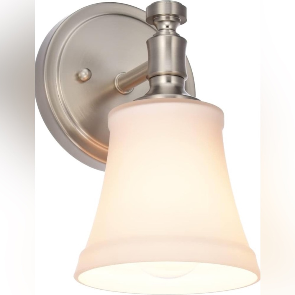 Traditional Brushed Nickel 1 Light Sconce, Wall Light with Opal Glass Shade